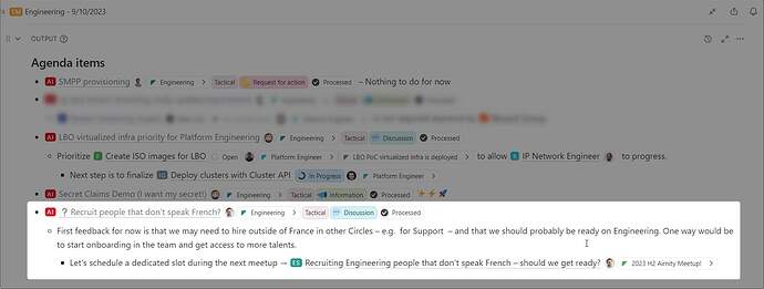 Engineering Tactical Meeting Output